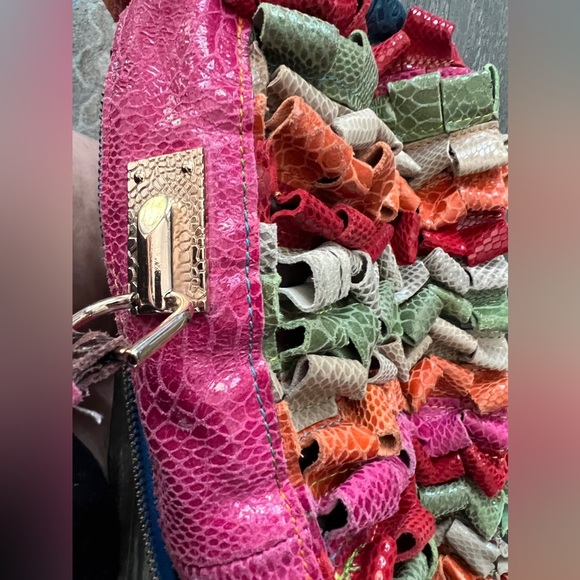 Roberto Della Croce  leather handbag , satchel multicolored snakeskin printed - Picture 7 of 11